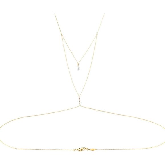 🆕 Women Gold Rhinestone Peal Back Chain Necklace Lingerie Waist Belly Jewelry - Picture 6 of 6